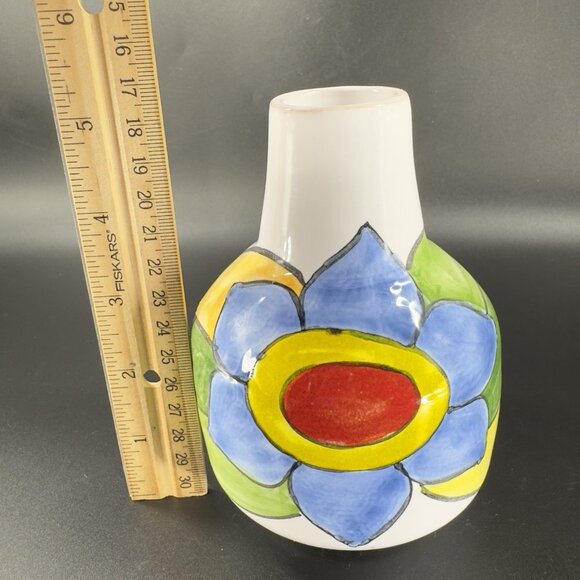 Vintage Venetian Studio Art Pottery Vase Vessel Hand Painted Italian Pottery VTG - Picture 3 of 12